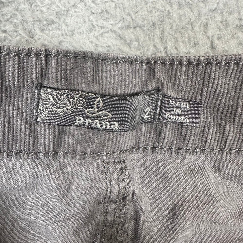 Prana Gray Organic Cotton Stretch‎ Corduroy Slim Pants Womens Size 2 Stretch EUC - Picture 5 of 10